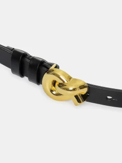 Women Source Unknown Accessories-Twisted Knot Buckle Belt, Black