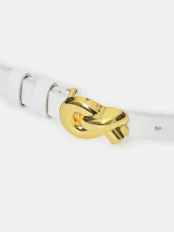 Women Source Unknown Clothing-Twisted Knot Buckle Belt, White