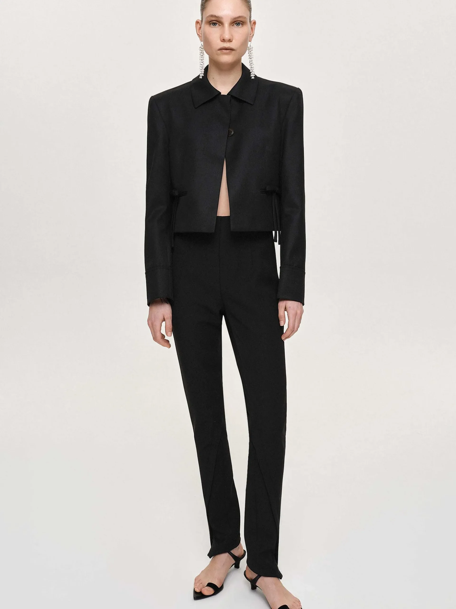 Women Source Unknown Clothing-Tyia Bias-Cut Slim Trousers, Black