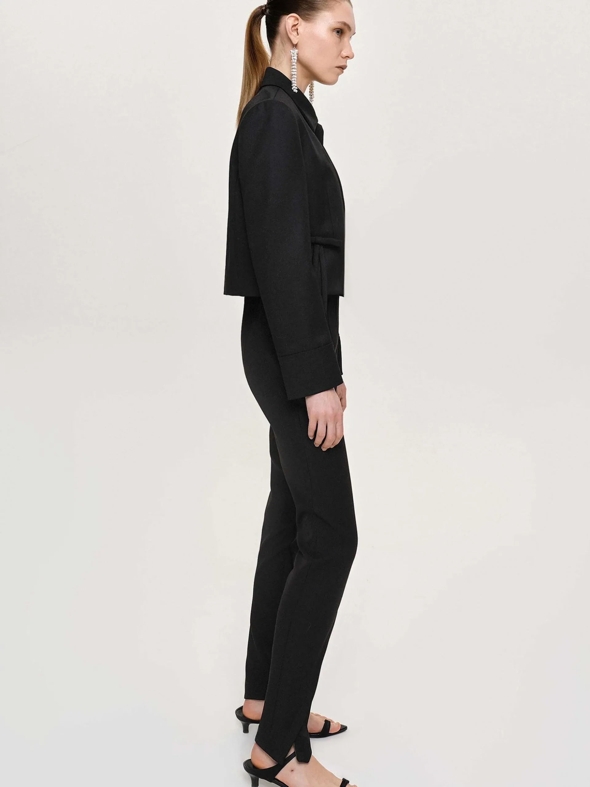 Women Source Unknown Clothing-Tyia Bias-Cut Slim Trousers, Black