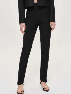 Women Source Unknown Bottoms-Tyia Bias-Cut Slim Trousers, Black
