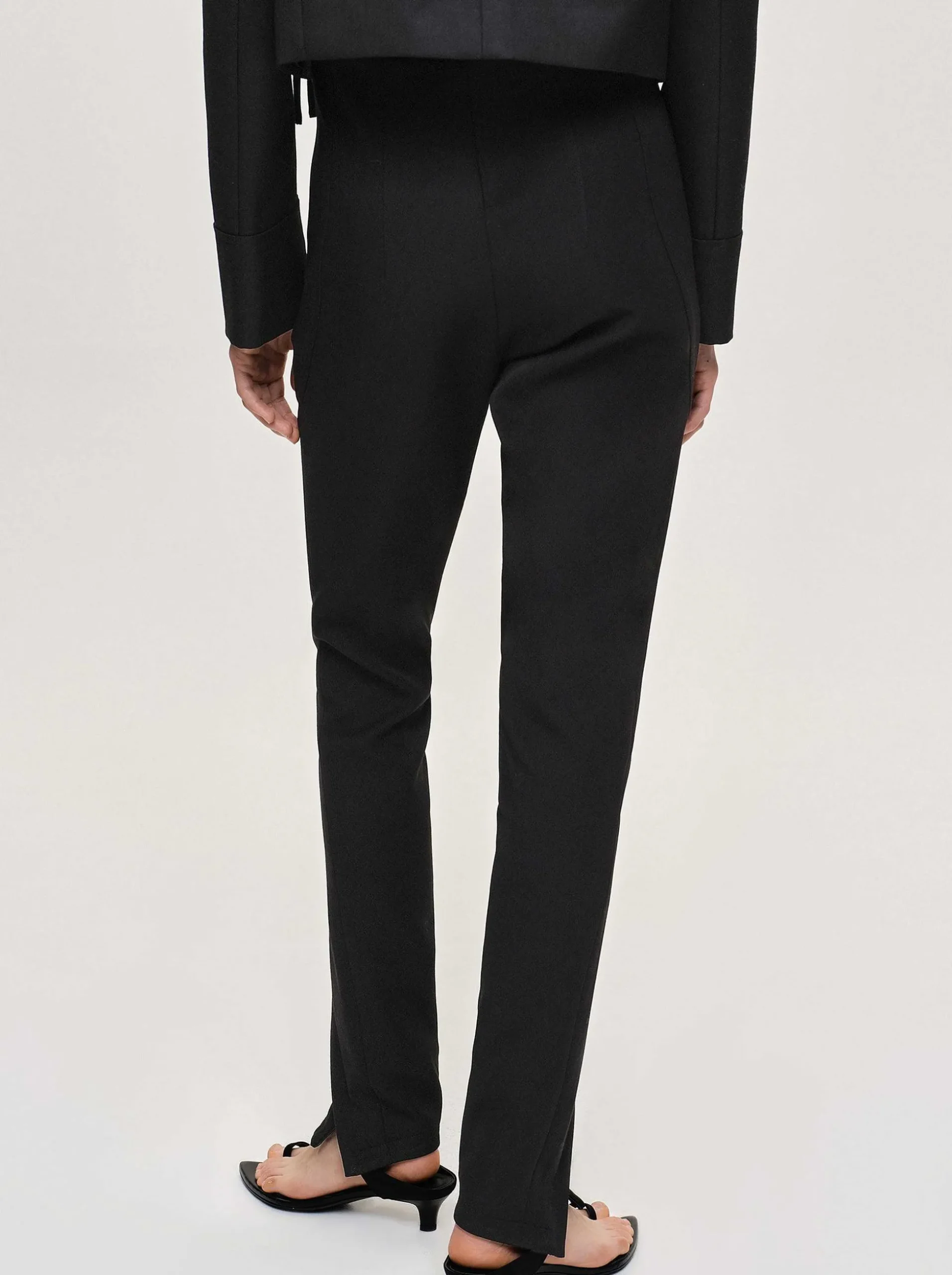 Women Source Unknown Bottoms-Tyia Bias-Cut Slim Trousers, Black