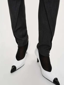 Women Source Unknown Bottoms-Tyia Bias-Cut Slim Trousers, Dark Charcoal