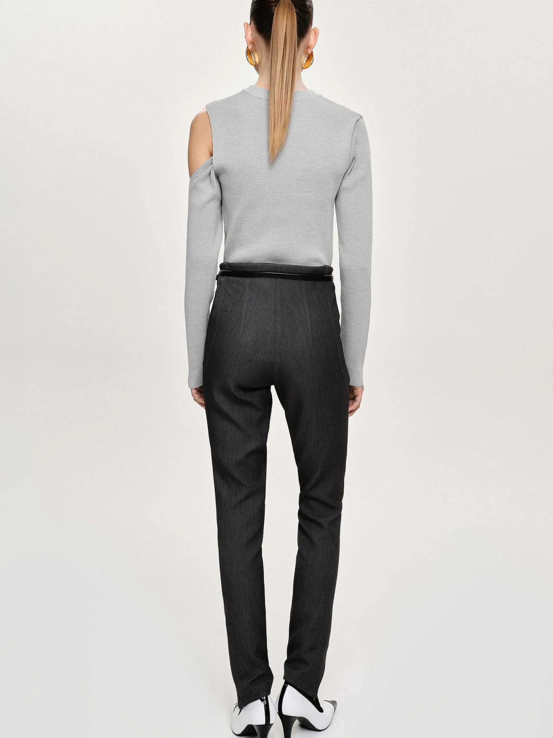 Women Source Unknown Clothing-Tyia Bias-Cut Slim Trousers, Dark Charcoal