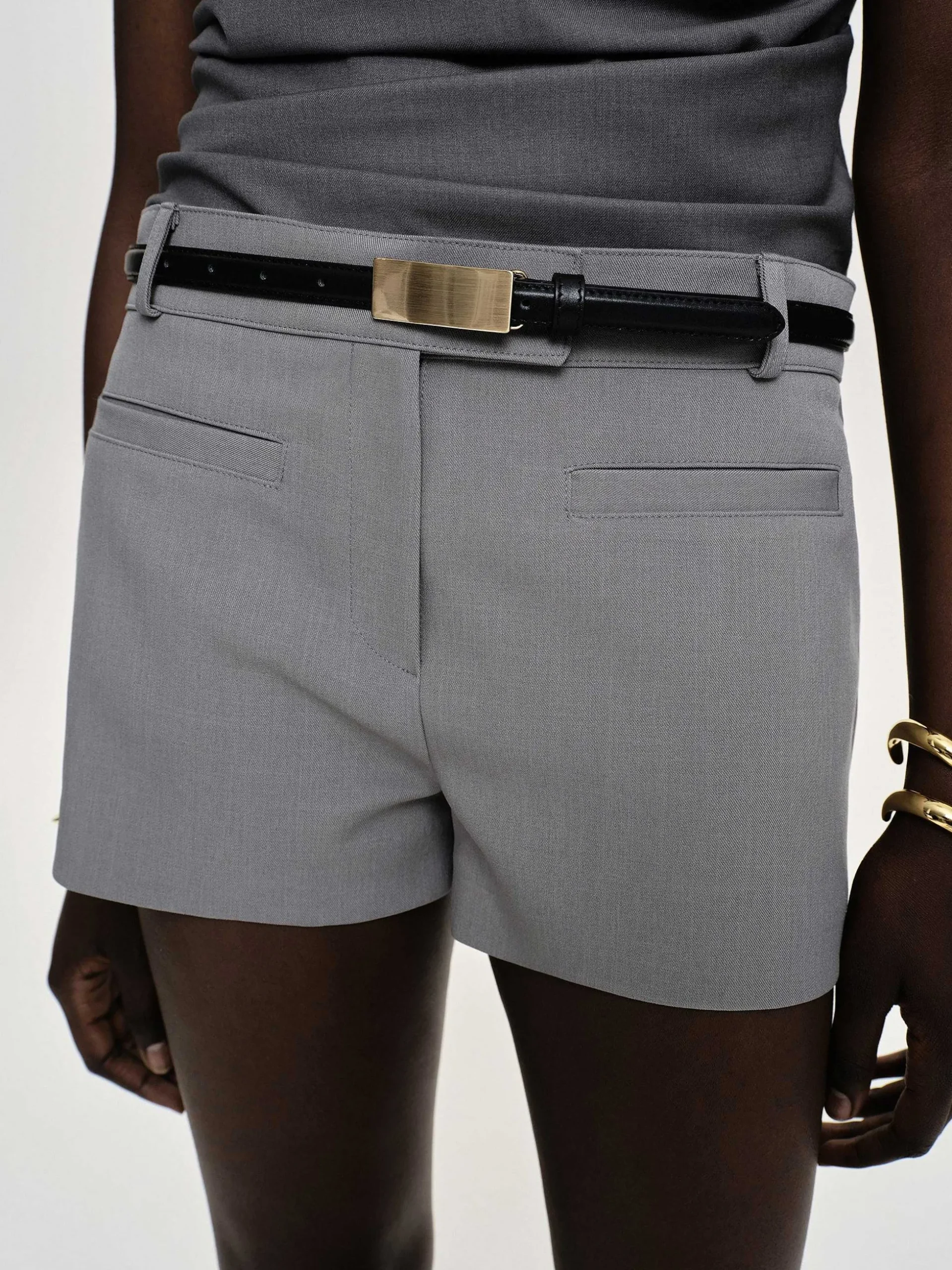 Women Source Unknown Clothing-Ulna Welt Pocket Shorts, Grey