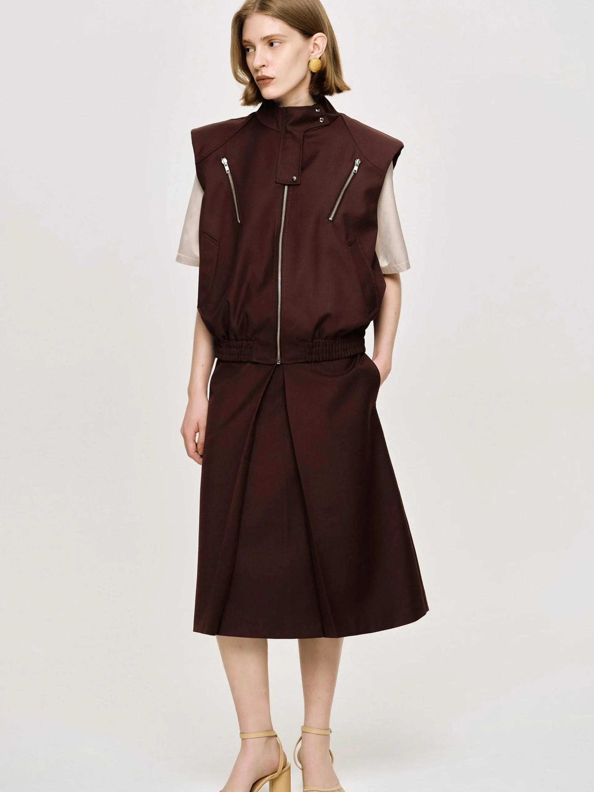 Women Source Unknown Accessories-Versatile Zip Vest, Black Cherry