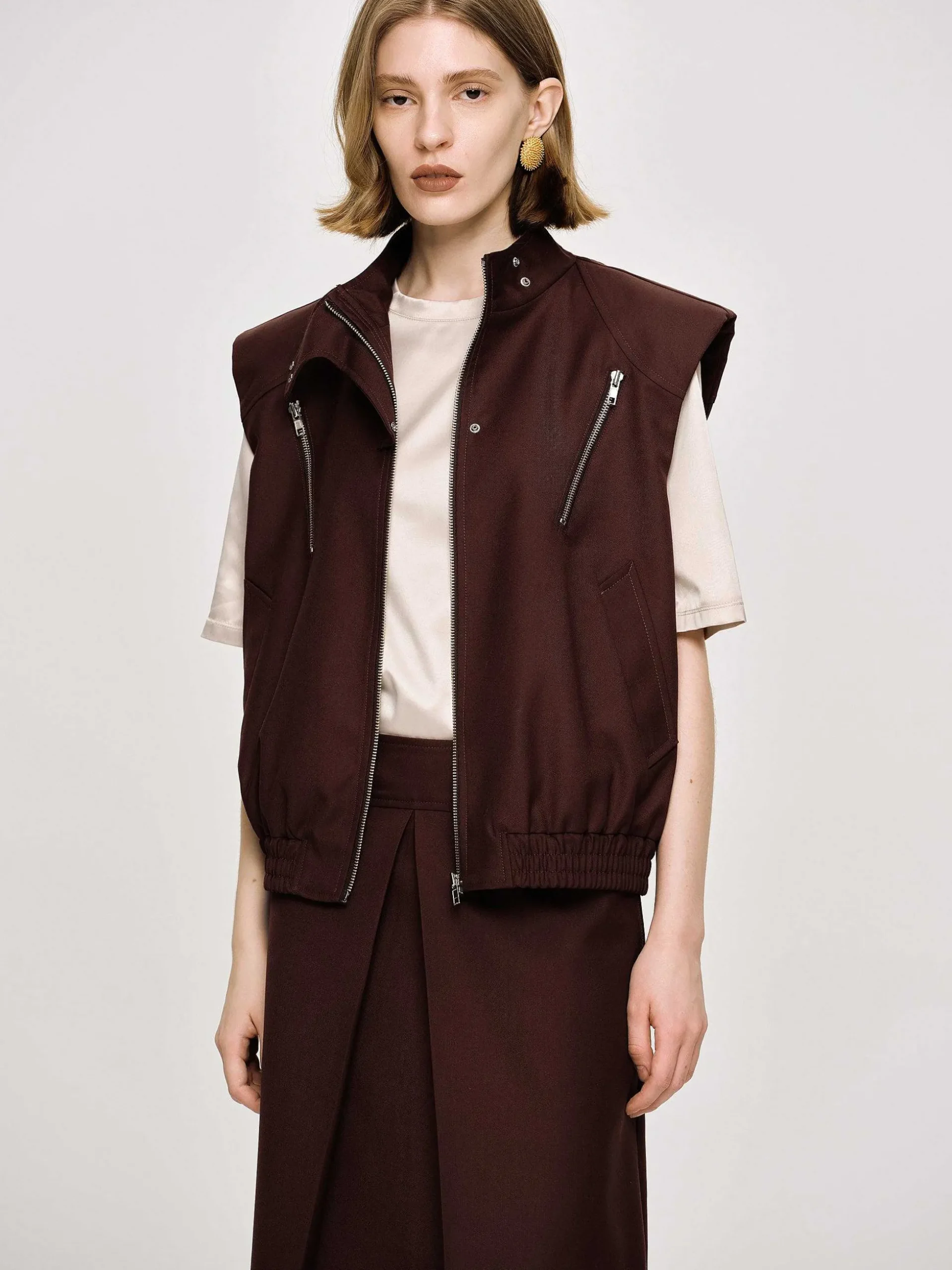 Women Source Unknown Accessories-Versatile Zip Vest, Black Cherry
