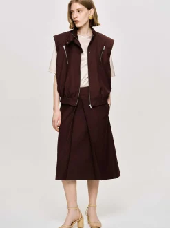 Women Source Unknown Accessories-Versatile Zip Vest, Black Cherry