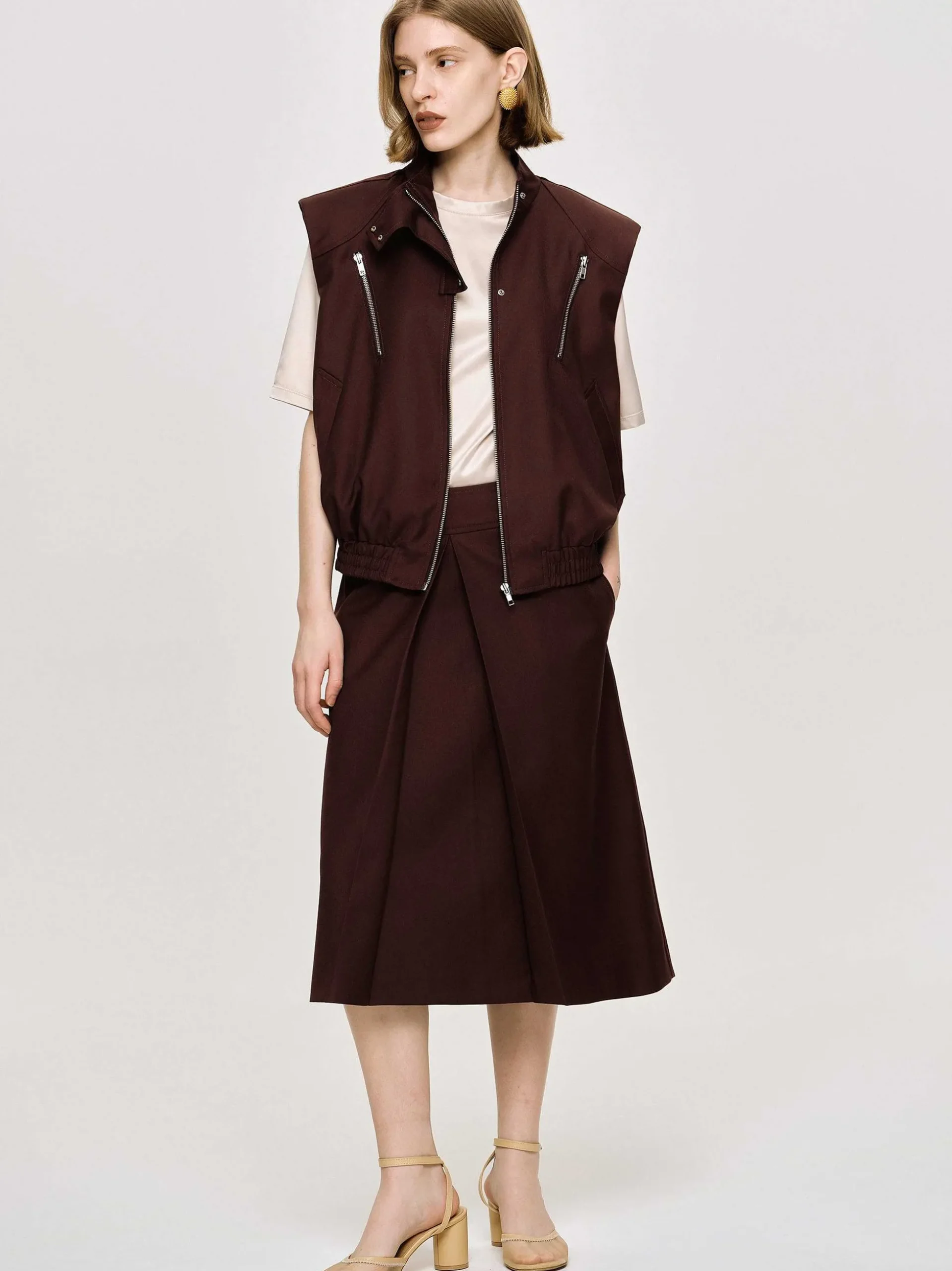 Women Source Unknown Accessories-Versatile Zip Vest, Black Cherry