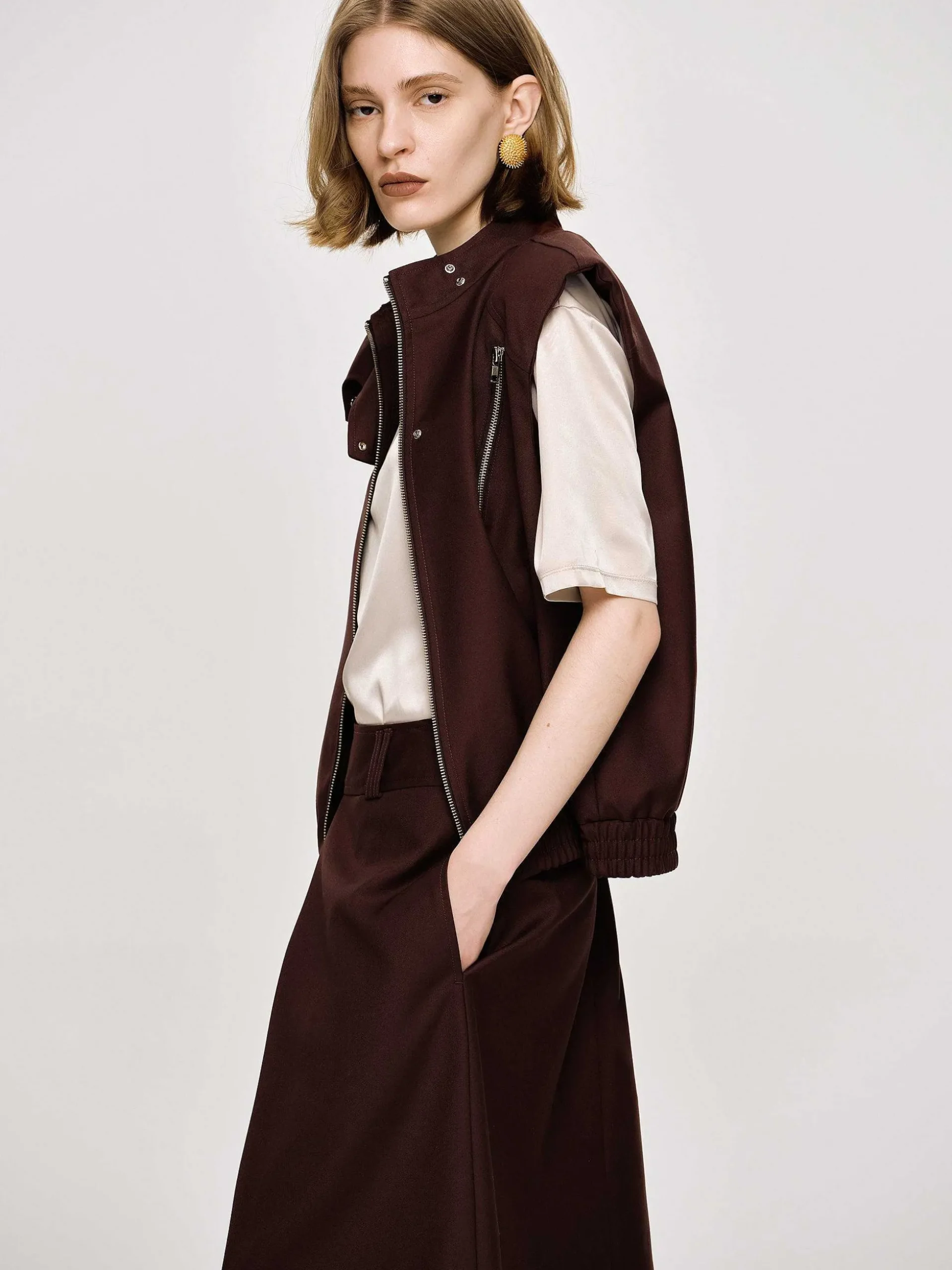 Women Source Unknown Accessories-Versatile Zip Vest, Black Cherry