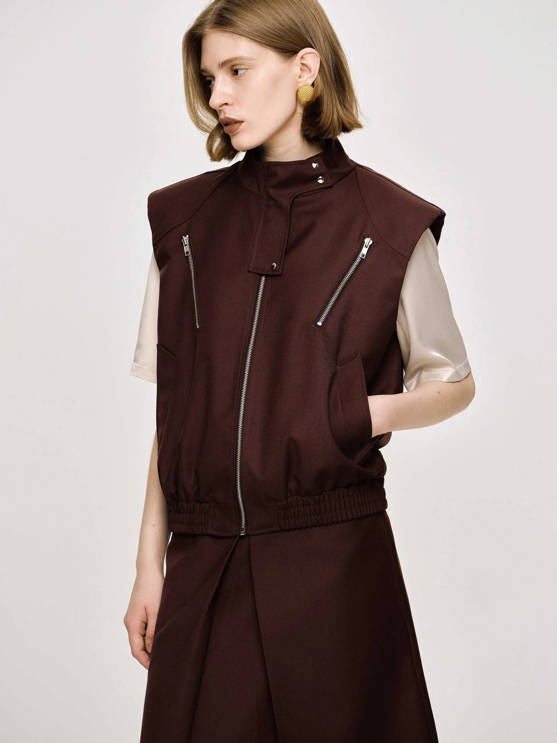 Women Source Unknown Accessories-Versatile Zip Vest, Black Cherry