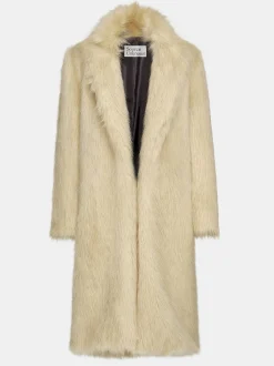 Women Source Unknown Outerwear-Wallis Fur Oversized Grandpa Coat, Tuscan Cream