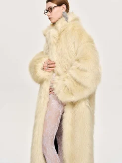 Women Source Unknown Outerwear-Wallis Fur Oversized Grandpa Coat, Tuscan Cream