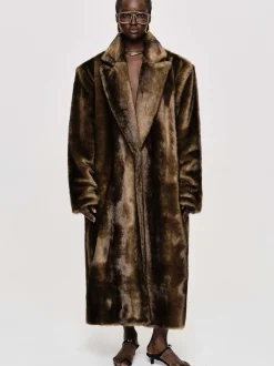 Women Source Unknown Outerwear-Wallis Fur Oversized Grandpa Coat, Espresso