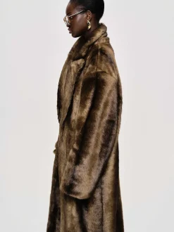 Women Source Unknown Outerwear-Wallis Fur Oversized Grandpa Coat, Espresso