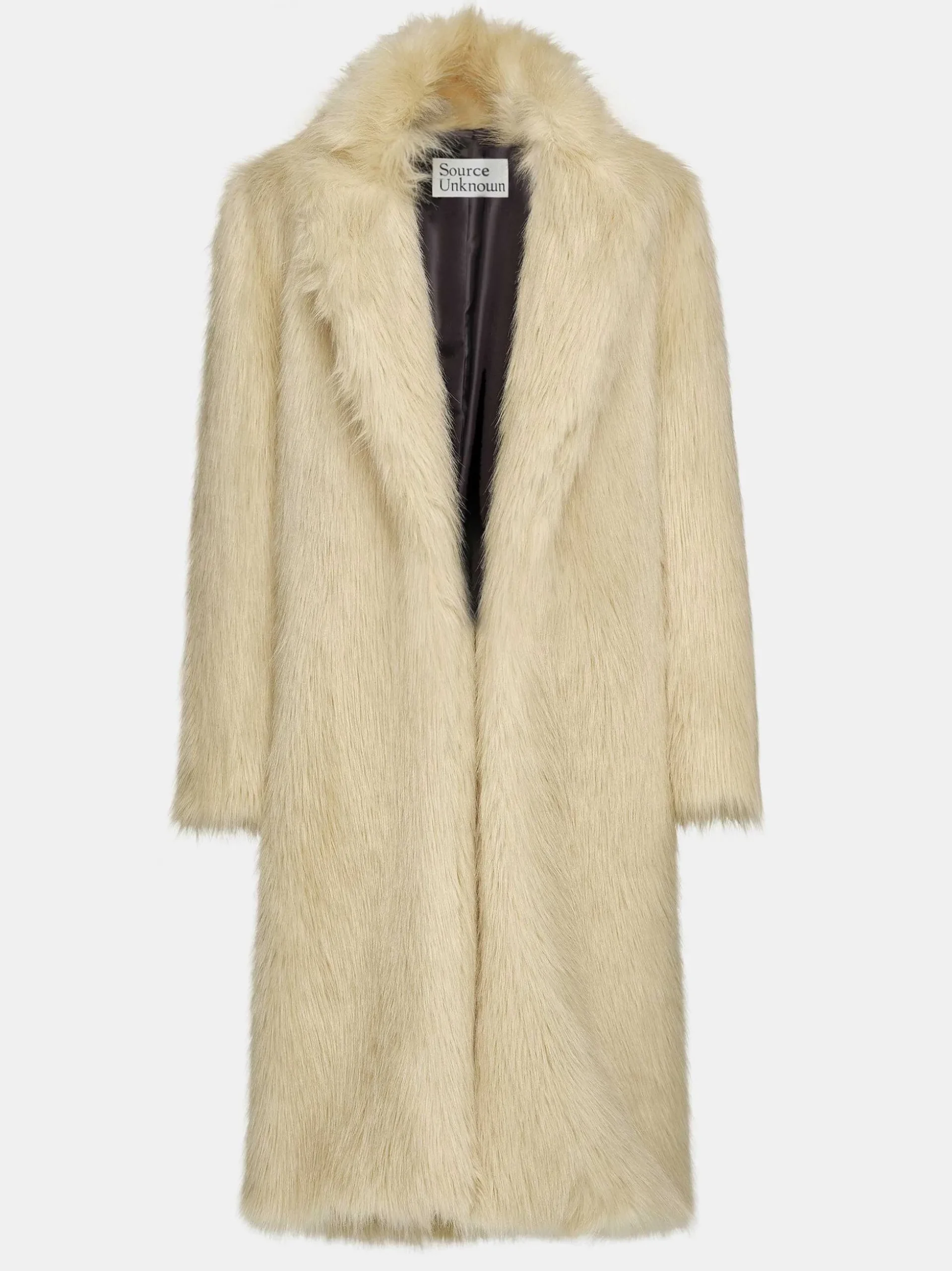 Women Source Unknown Clothing-Wallis Fur Oversized Grandpa Coat, Tuscan Cream