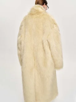 Women Source Unknown Clothing-Wallis Fur Oversized Grandpa Coat, Tuscan Cream