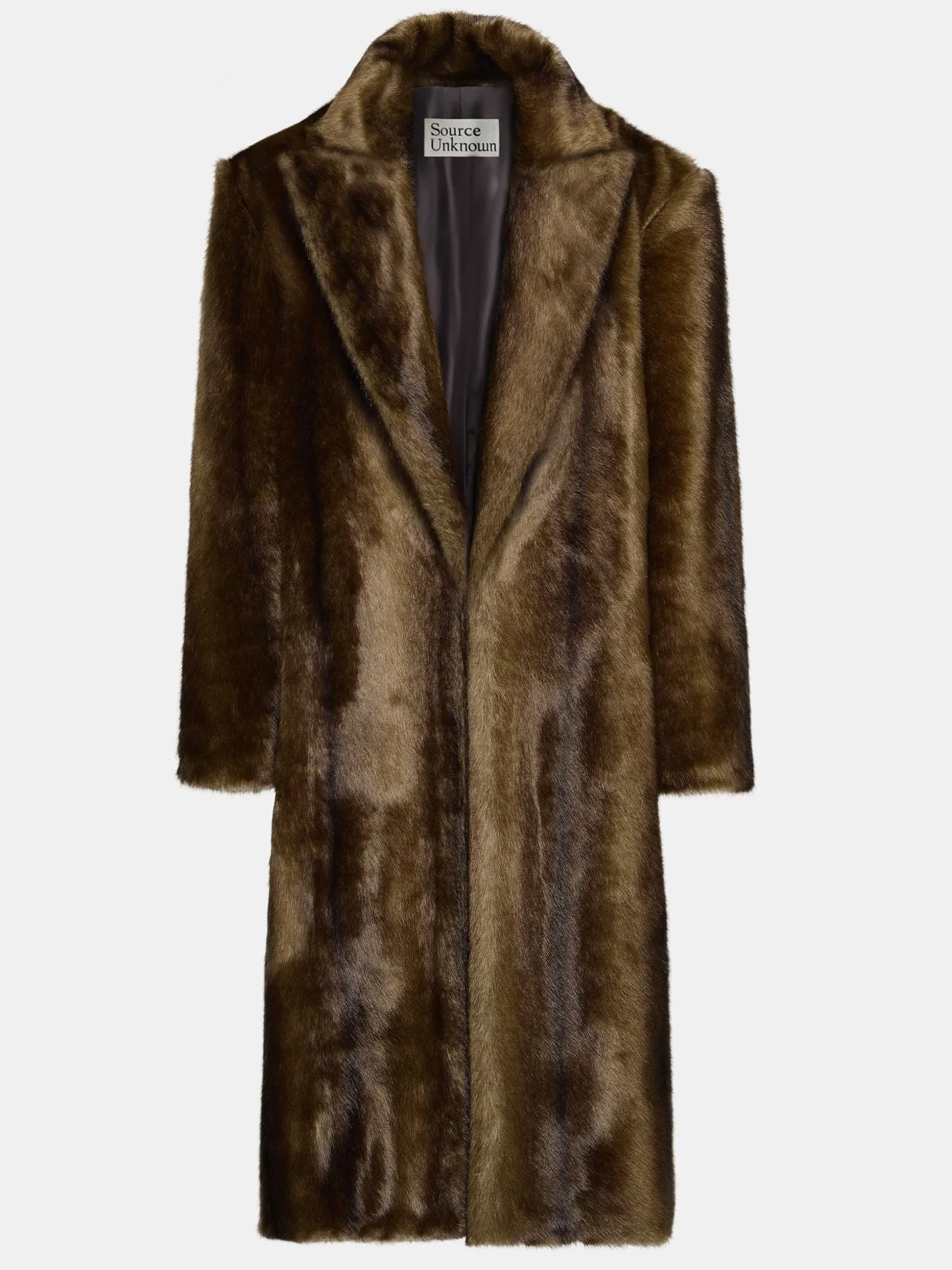 Women Source Unknown Clothing-Wallis Fur Oversized Grandpa Coat, Espresso
