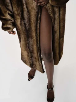 Women Source Unknown Clothing-Wallis Fur Oversized Grandpa Coat, Espresso