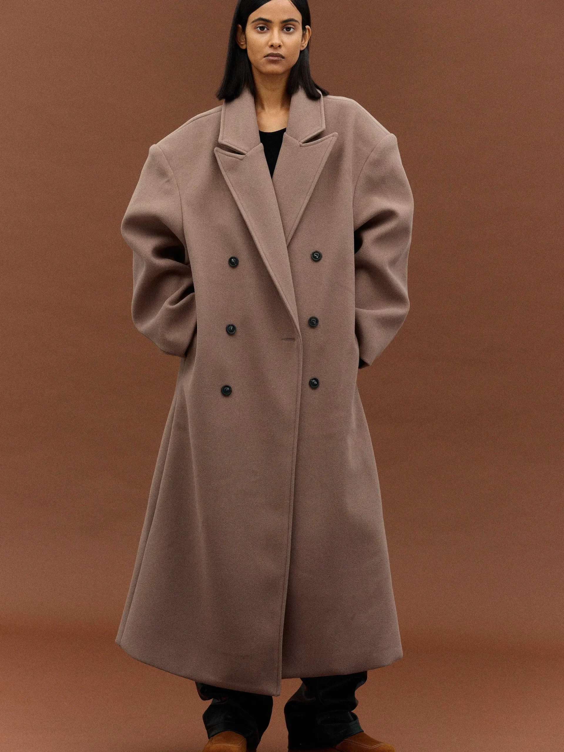 Women Source Unknown Clothing-Wallis Oversized Grandpa Coat, Latte