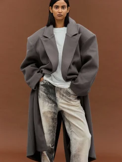 Women Source Unknown Outerwear-Wallis Oversized Grandpa Coat, Grey