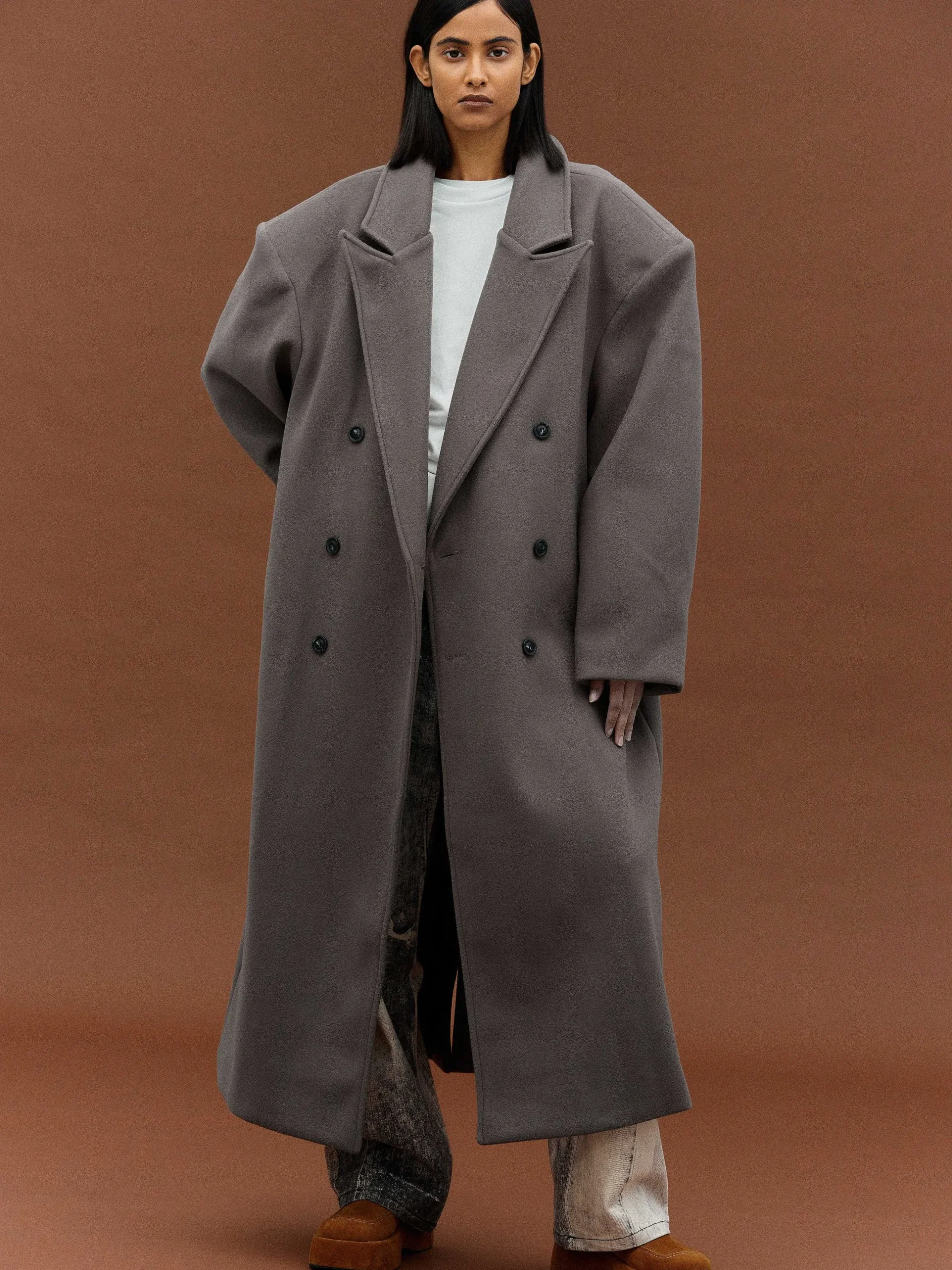 Women Source Unknown Outerwear-Wallis Oversized Grandpa Coat, Grey