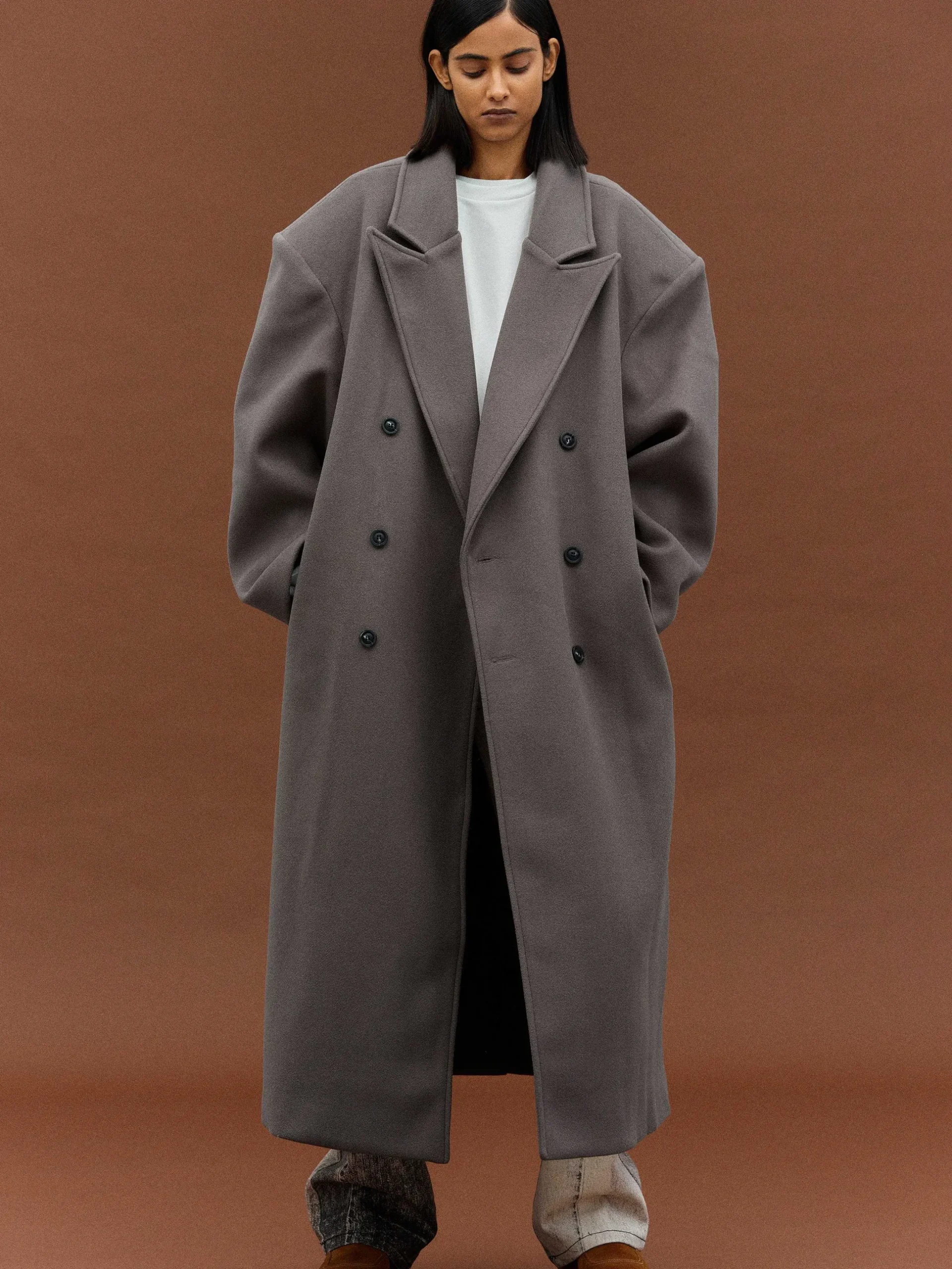 Women Source Unknown Outerwear-Wallis Oversized Grandpa Coat, Grey