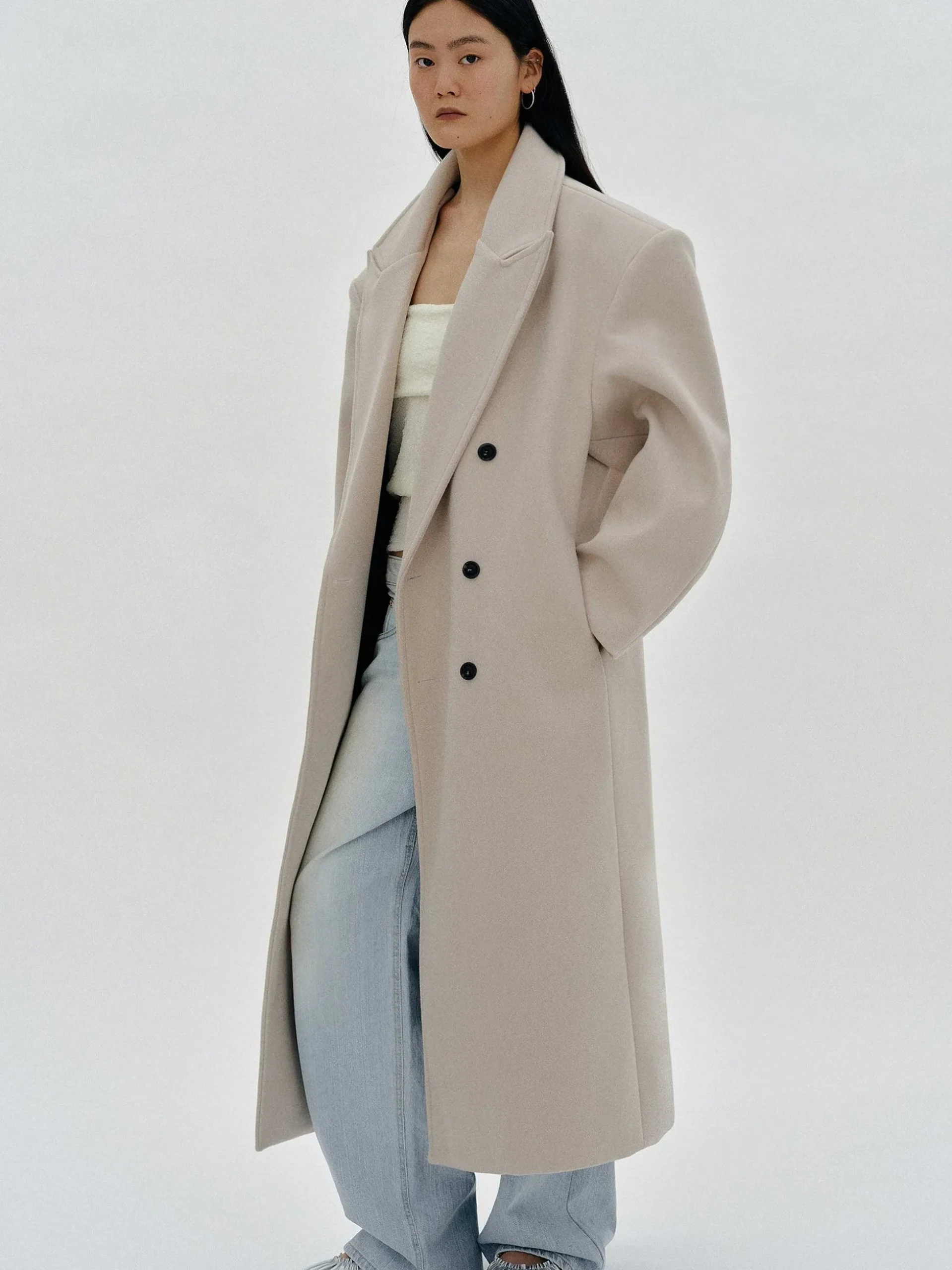 Women Source Unknown Clothing-Wallis Oversized Grandpa Coat, Beige