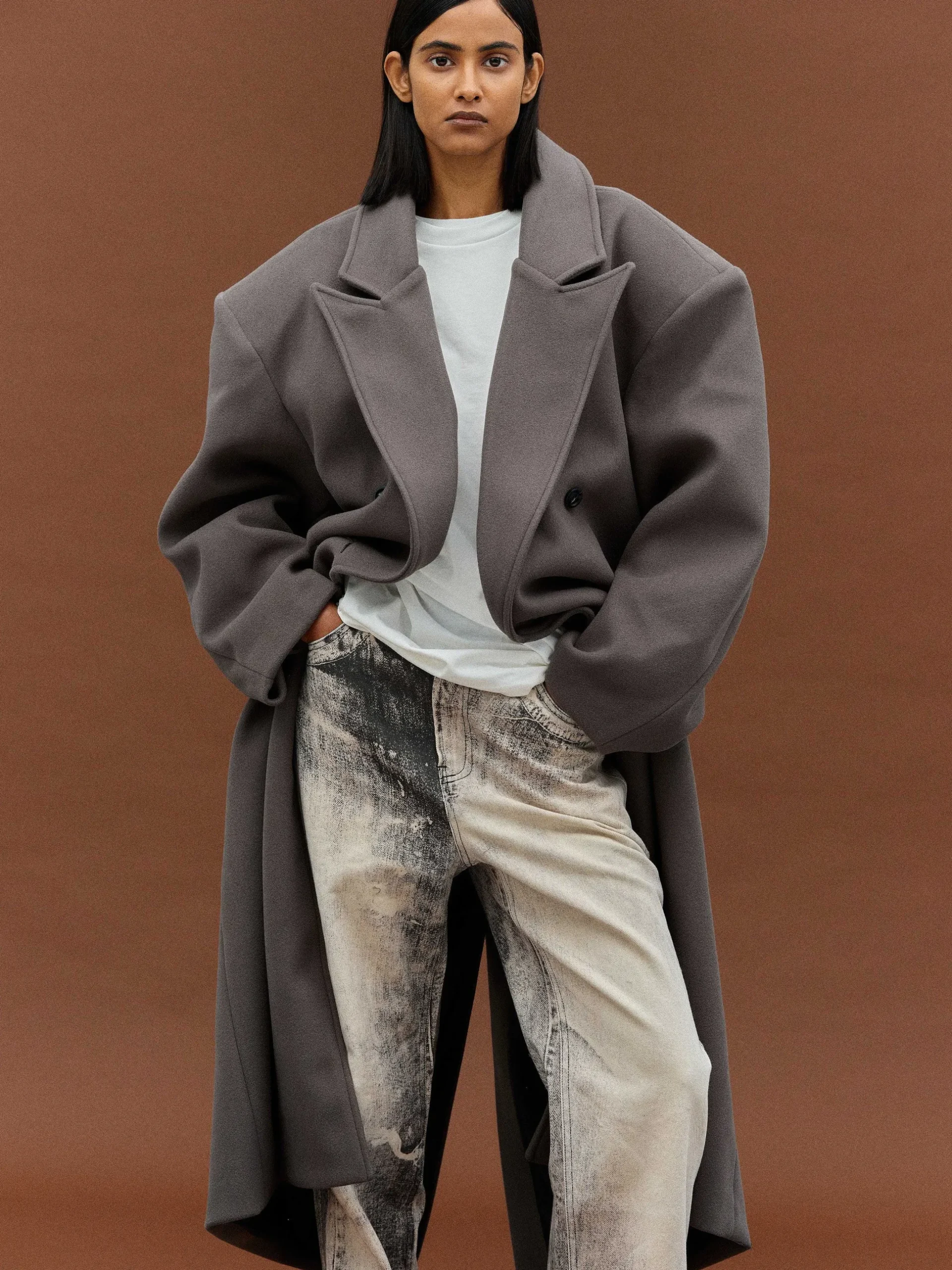 Women Source Unknown Clothing-Wallis Oversized Grandpa Coat, Grey