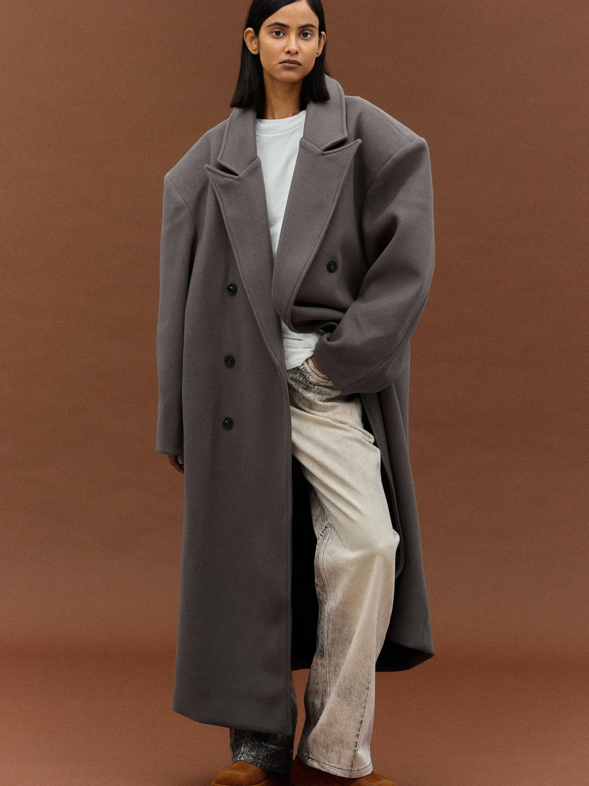 Women Source Unknown Clothing-Wallis Oversized Grandpa Coat, Grey
