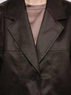 Women Source Unknown Outerwear-Washed Faux Leather Jacket, American Bronze