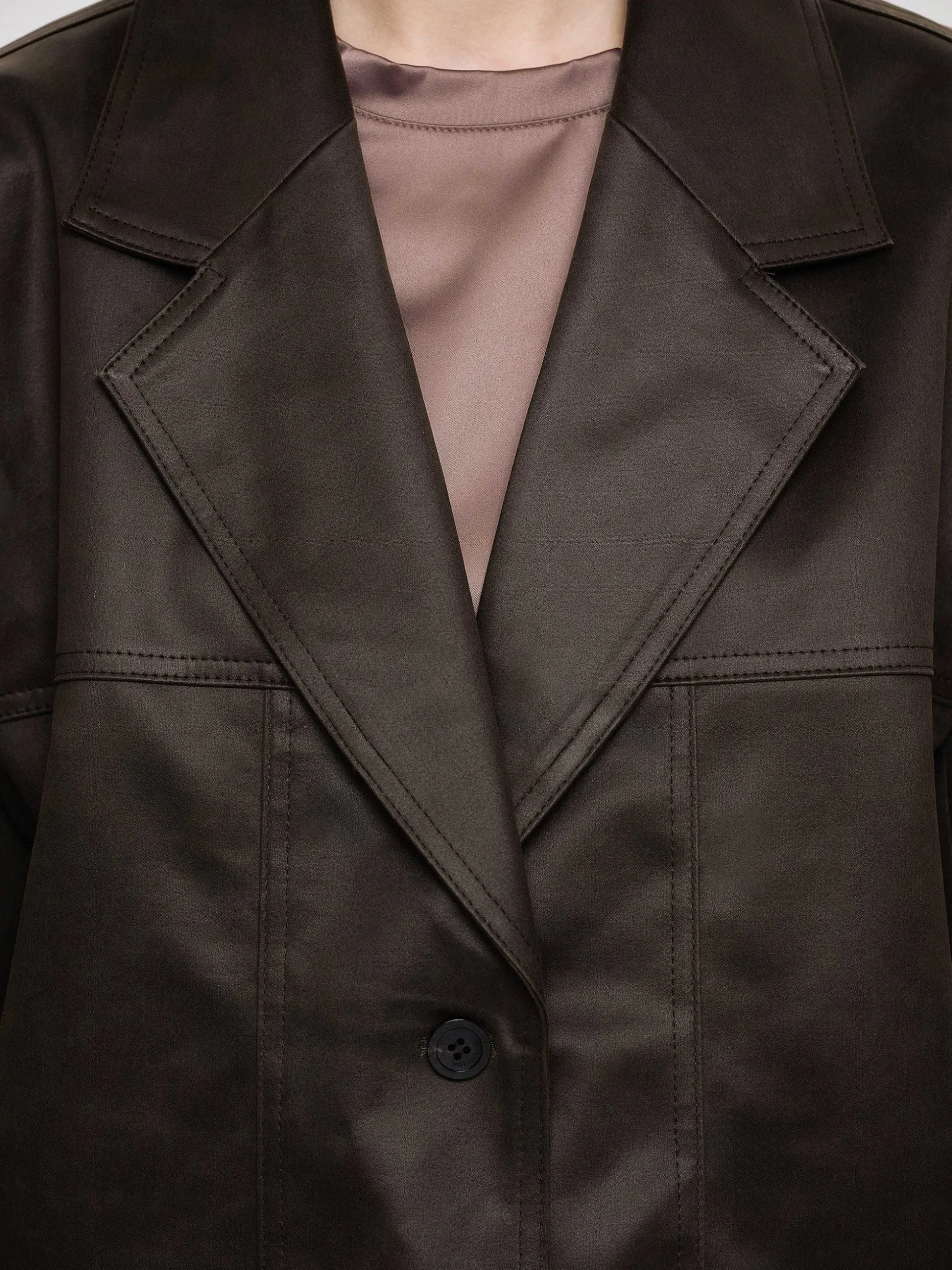 Women Source Unknown Outerwear-Washed Faux Leather Jacket, American Bronze