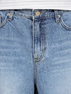 Women Source Unknown Clothing-Wide Cropped Jeans, Medium Blue