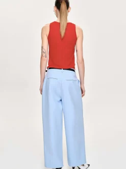 Women Source Unknown Bottoms-Wide-Leg Pintuck Trousers, Ice Blue