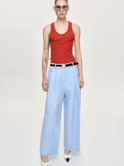 Women Source Unknown Bottoms-Wide-Leg Pintuck Trousers, Ice Blue