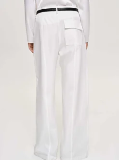 Women Source Unknown Bottoms-Wide-Leg Poplin Pants, White