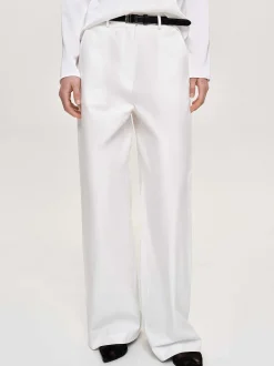 Women Source Unknown Bottoms-Wide-Leg Poplin Pants, White