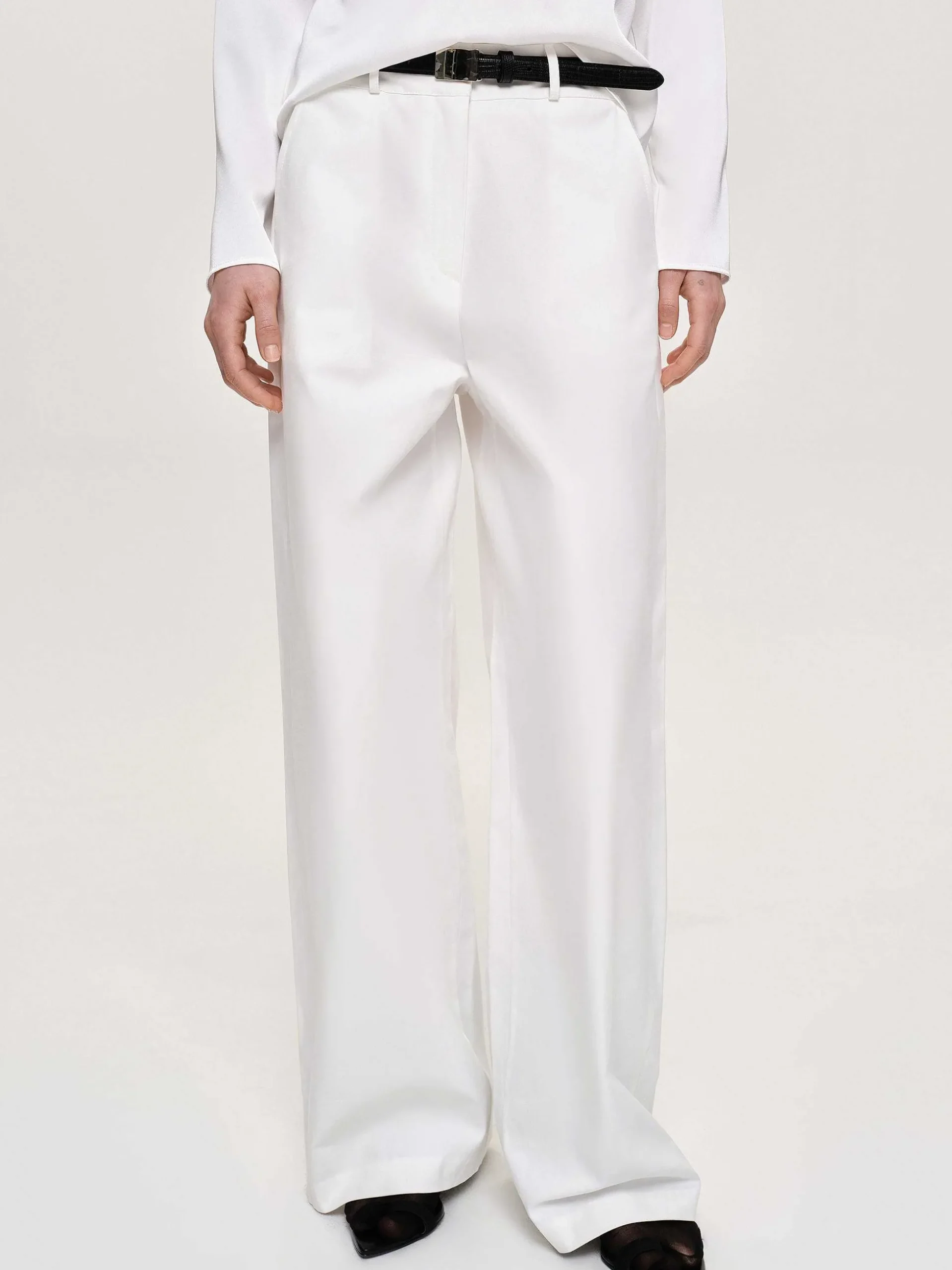 Women Source Unknown Bottoms-Wide-Leg Poplin Pants, White