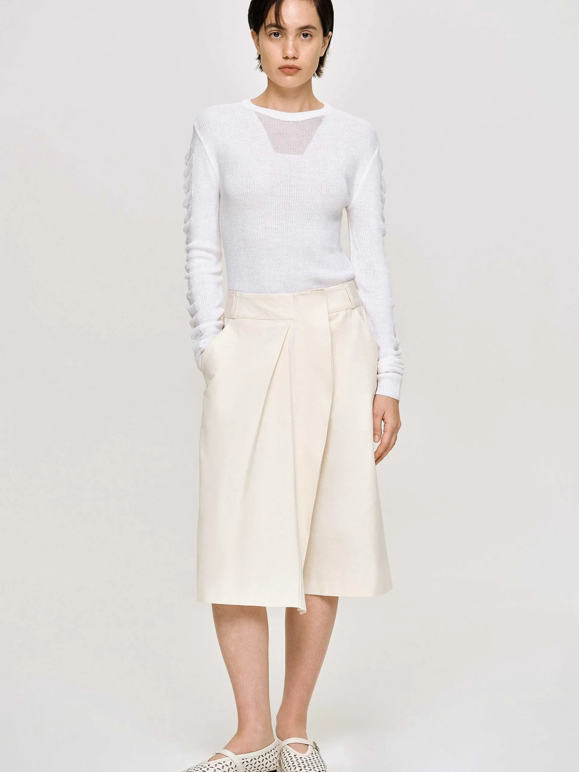 Women Source Unknown Bottoms-Wrapped Cotton Shorts, Almond