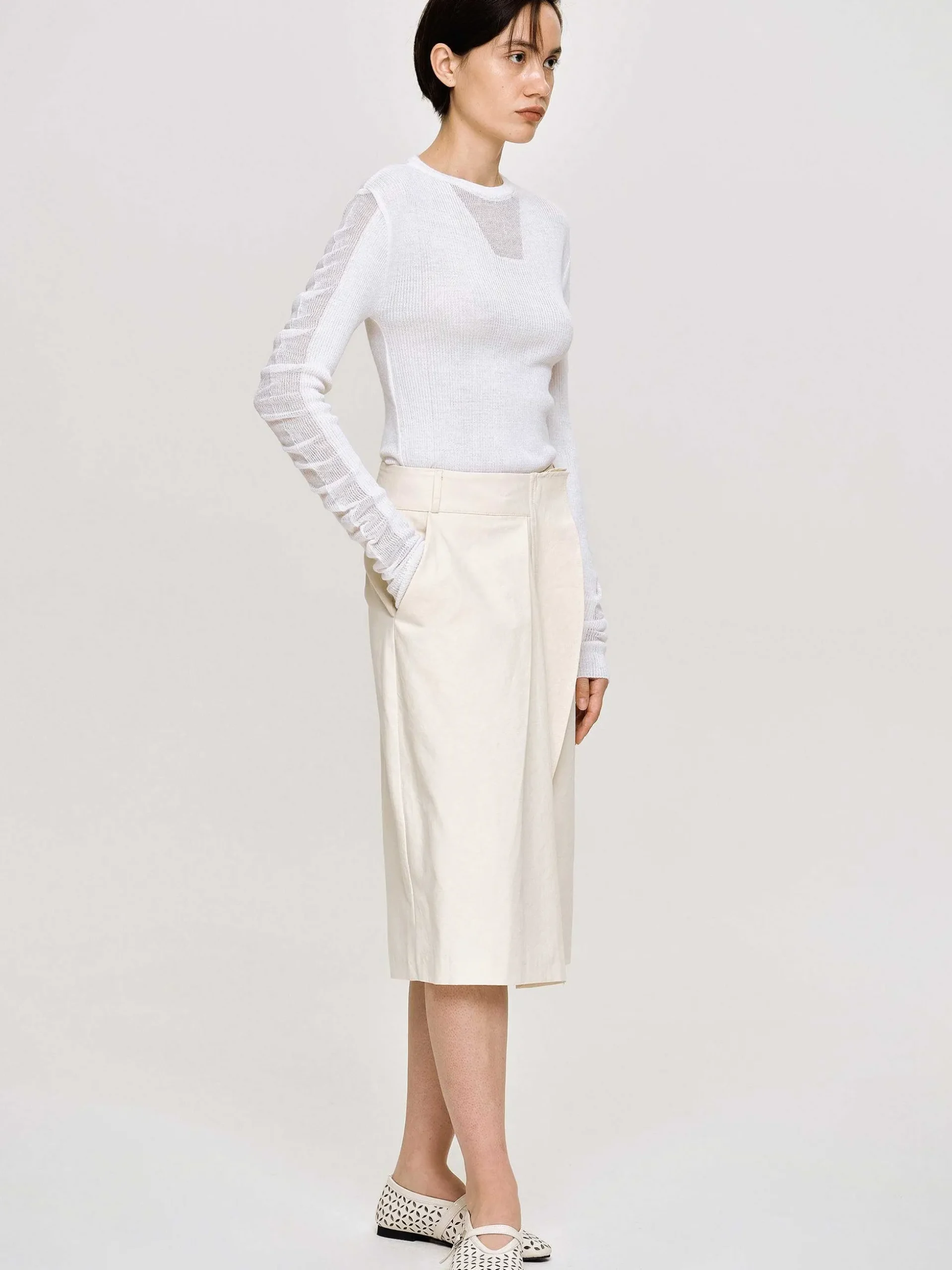 Women Source Unknown Clothing-Wrapped Cotton Shorts, Almond