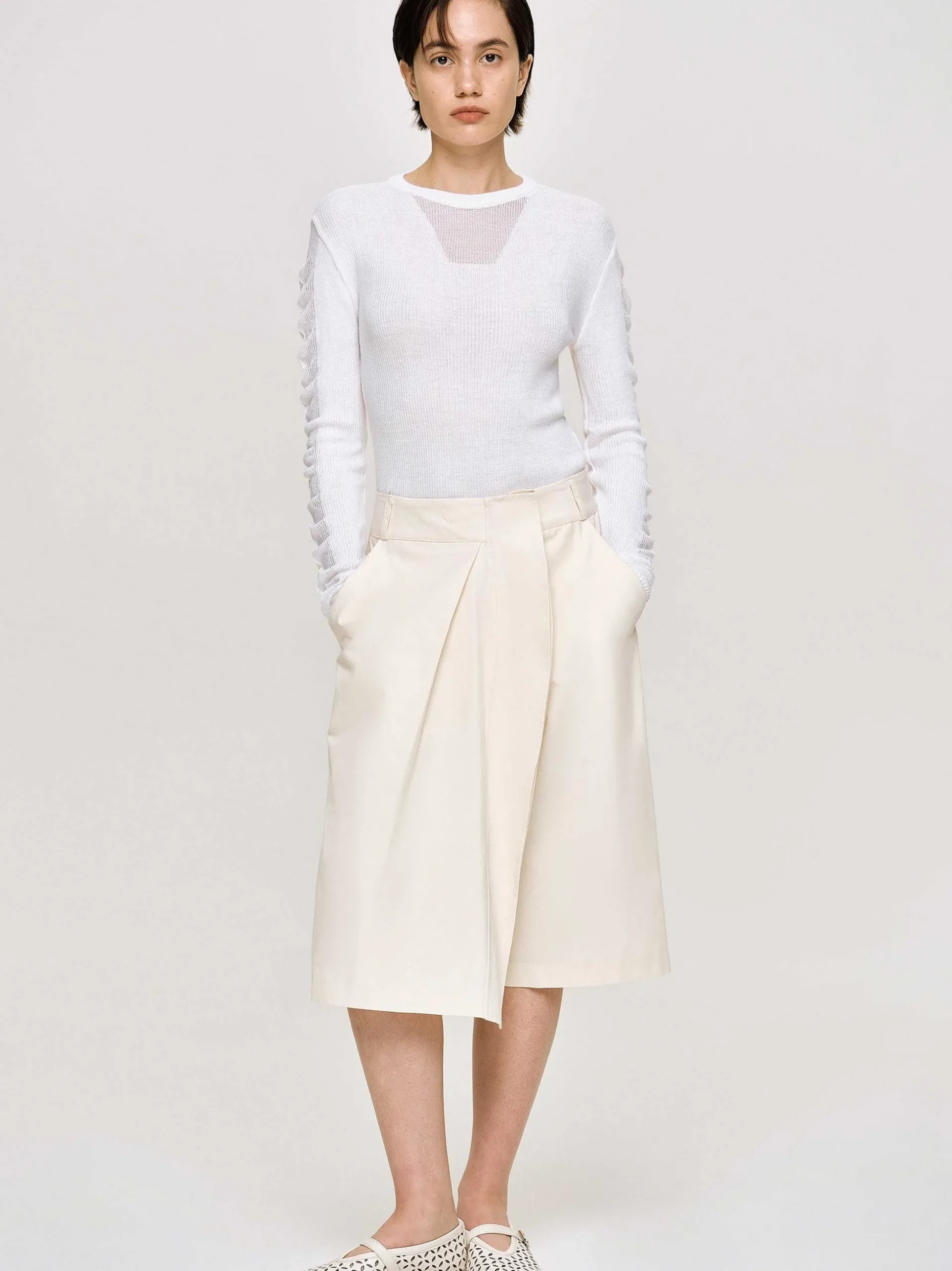 Women Source Unknown Clothing-Wrapped Cotton Shorts, Almond